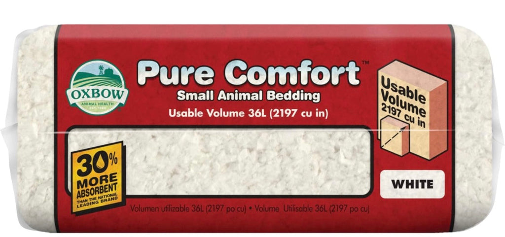Oxbow Pure Comfort Small Animal Bedding - Odor & Moisture Absorbent, Dust-Free Bedding for Small Animals, White, 36 Liter Bag, 15.0" L x 8.7" W x 3.5" Th