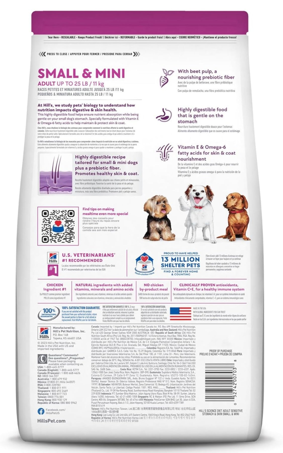 Hill's Science Diet Dry Dog Food, Adult, Small & Mini Breeds, Sensitive Stomach & Skin, Chicken Recipe, 4 lb.