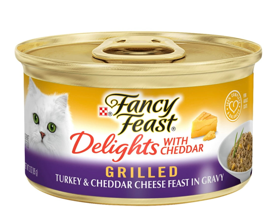 Purina Fancy Feast Delight Wet Cat Food Turkey Cheddar Cheese, 3 oz Can