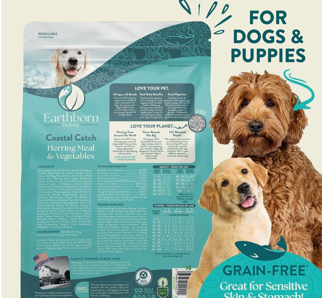 Earthborn Holistic Coastal Catch Herring Meal & Vegetables Grain-Free Dry Dog Food 12.5pounds