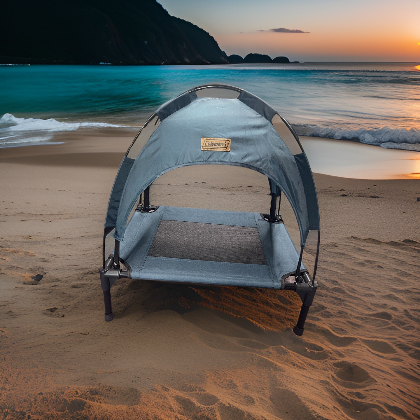 coleman pet cot with canopy dark green